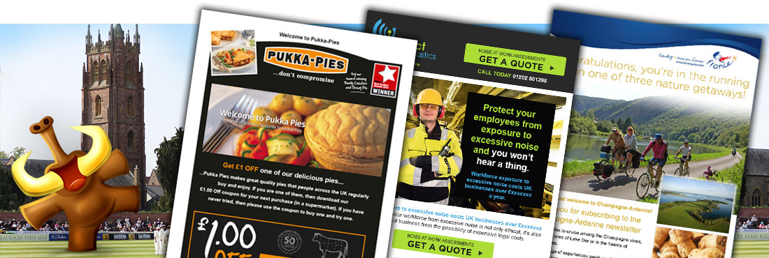 A small selection of HTML email designs made for Taunton companies